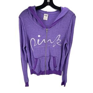 Pink Victoria's Secret Women's Full Zip Hoodie Sweatshirt Purple Size Small